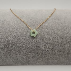 Haitian Jade Hollow Star Pendant Necklace – 18K Gold Plated Chain, Waterproof